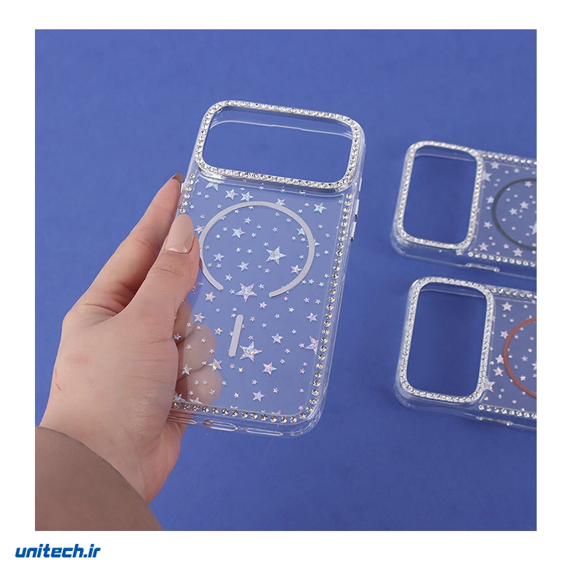 قاب ستاره دور نگین دار طرح مگ سیف مناسب گوشی iPhone 17 Pro Max2